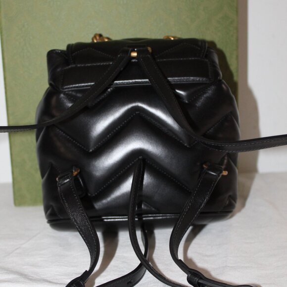 NWOT Gucci Chevron Leather GG Marmont Backpack Shoulder Bag Top Chain Handle - Picture 3 of 12